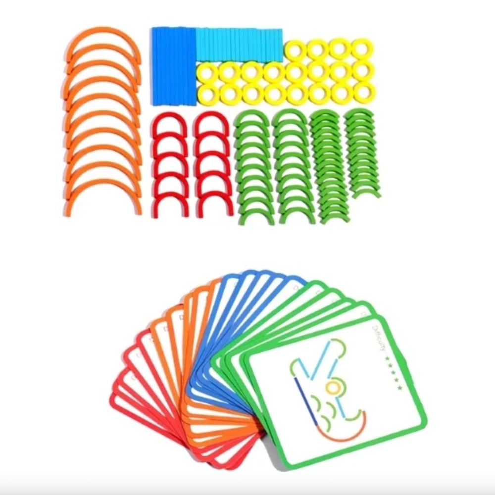NWT Sticks and Rings Wooden Shapes Colors Educational Toy Set - Picture 3 of 16